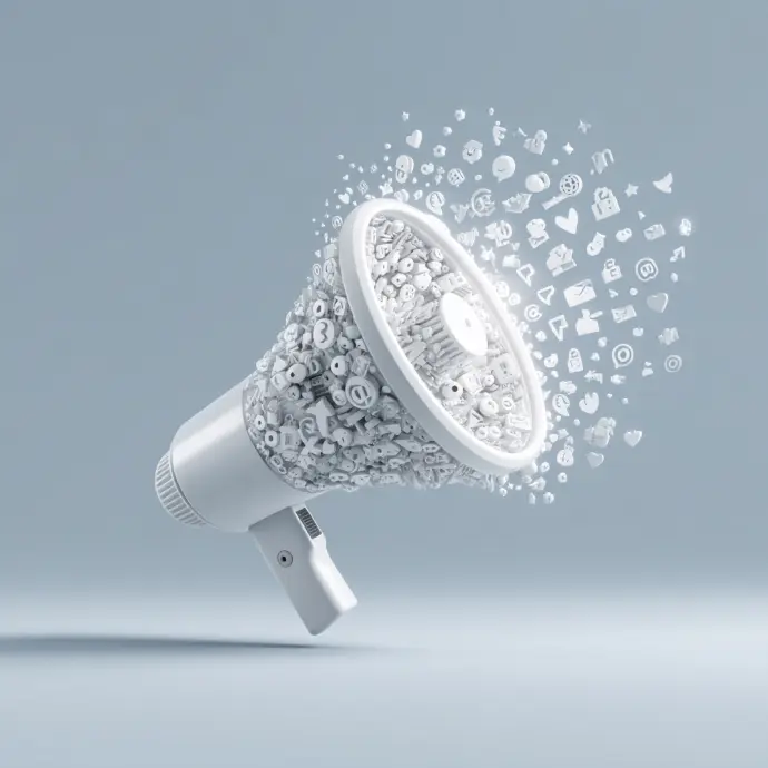 Smartphone projetant un faisceau lumineux — boost de visibilité sociale.